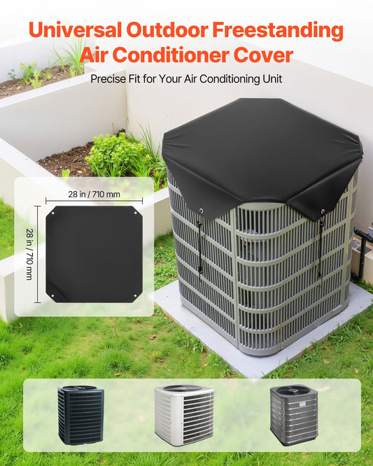 Air Conditioner Cover for Outside Units, 28 x 28 inch Central AC Cover for Air Conditioning Unit, Top Universal Mesh Defender Rainproof Easy Install for Outdoor Outside All Seasons, Black - Galactic capuchin