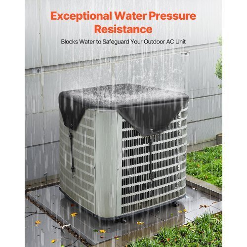 Air Conditioner Cover for Outside Units, 28 x 28 inch Central AC Cover for Air Conditioning Unit, Top Universal Mesh Defender Rainproof Easy Install for Outdoor Outside All Seasons, Black - Galactic capuchin