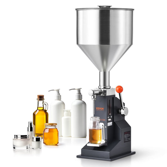 Manual Paste Liquid Filling Machine, 5 - 100ml Bottle Filler, Adjustable Bottle Filling Machine, Stainless Steel Liquid Filler with Hopper for Milk Water Juice Essential Oil Shampoo Cosmetic Honey - Galactic capuchin