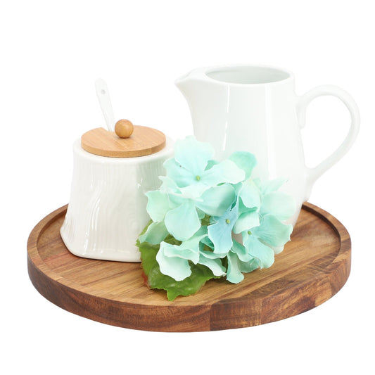 MegaChef 10 Inch Acacia Wood Lazy Susan Tray - Galactic capuchin