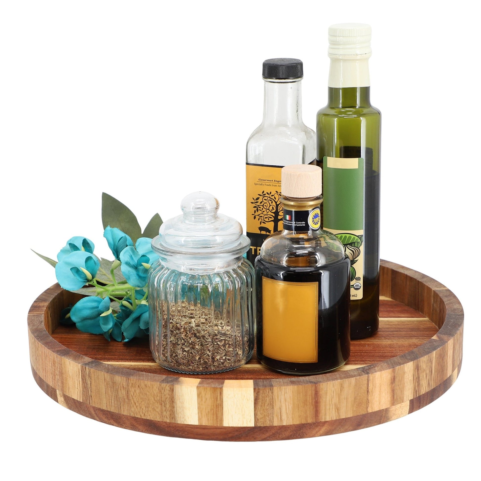 MegaChef 13 Inch Acacia Wood Lazy Susan Tray - Galactic capuchin