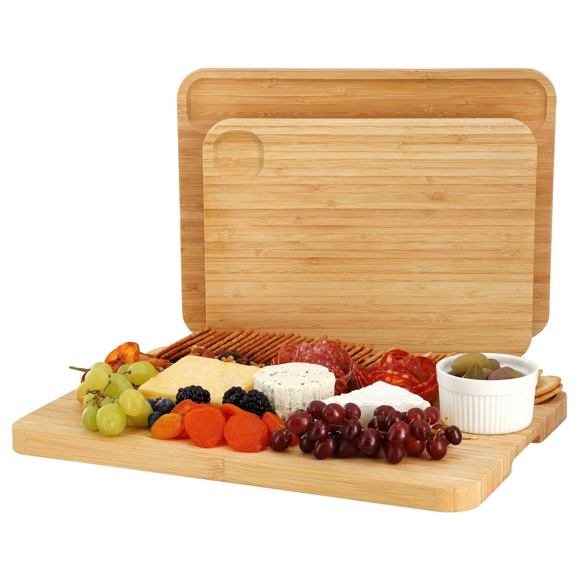 MegaChef 3 Piece Bamboo Cutting, Prep and Serving Boards - Galactic capuchin