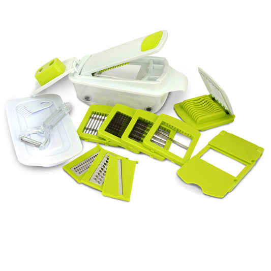MegaChef 8 - in - 1 Multi - Use Slicer Dicer and Chopper with Interchangeable Blades, Vegetable and Fruit Peeler and Soft Slicer - Galactic capuchin
