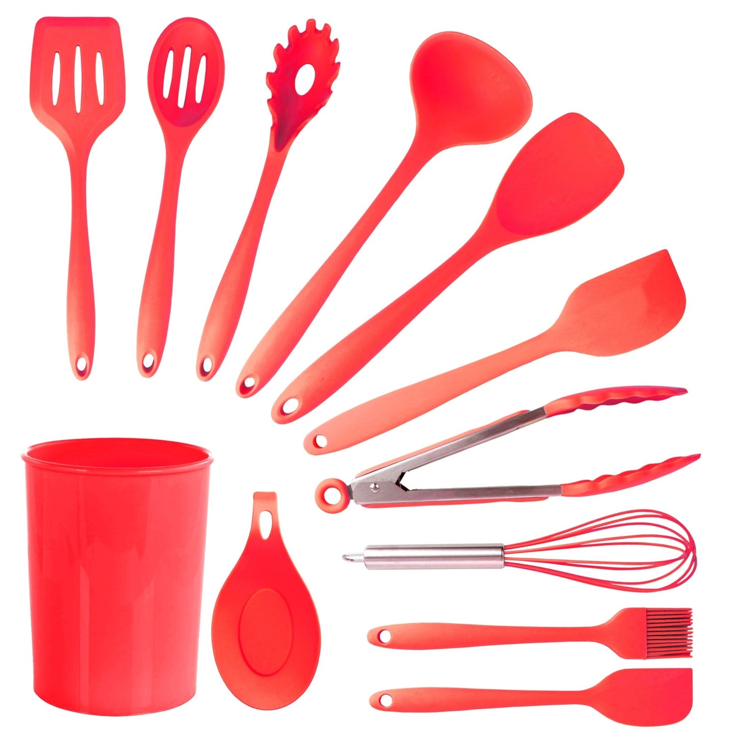 MegaChef Red Silicone Cooking Utensils, Set of 12 - Galactic capuchin