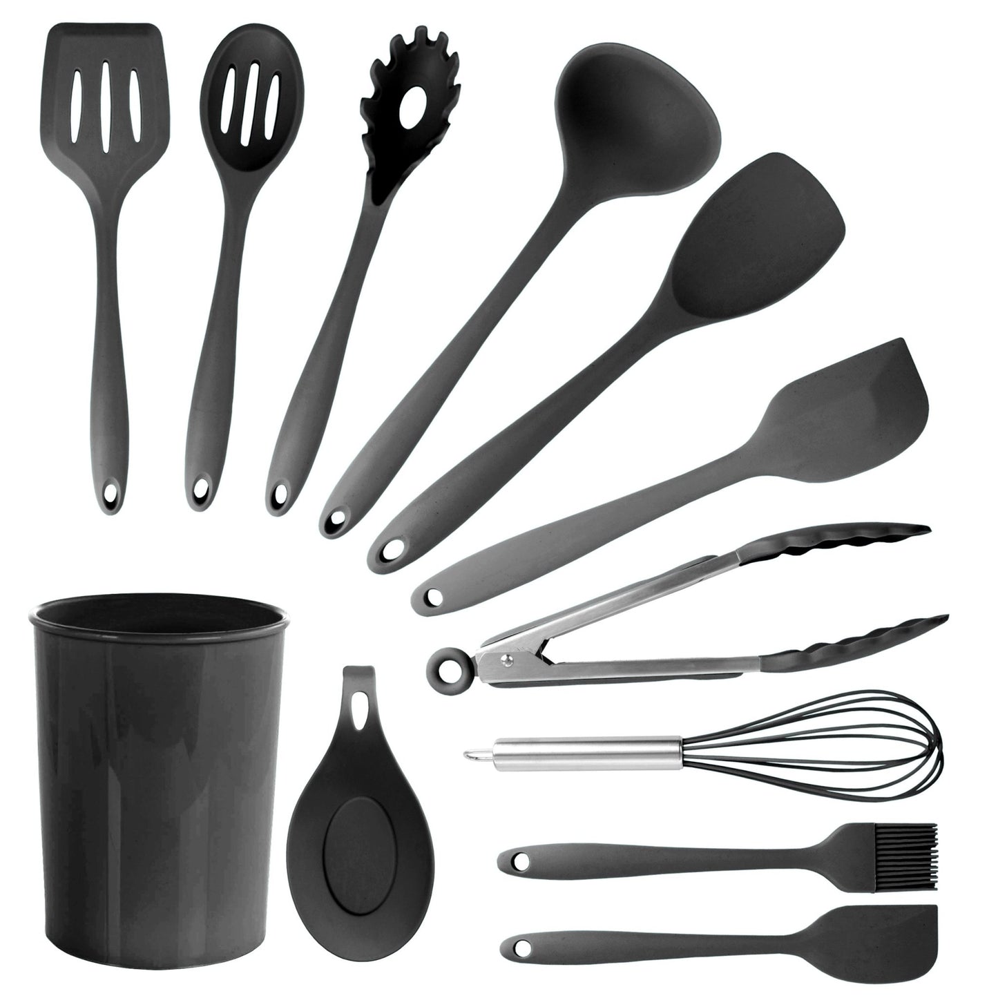 MegaChef Black Silicone Cooking Utensils, Set of 12 - Galactic capuchin