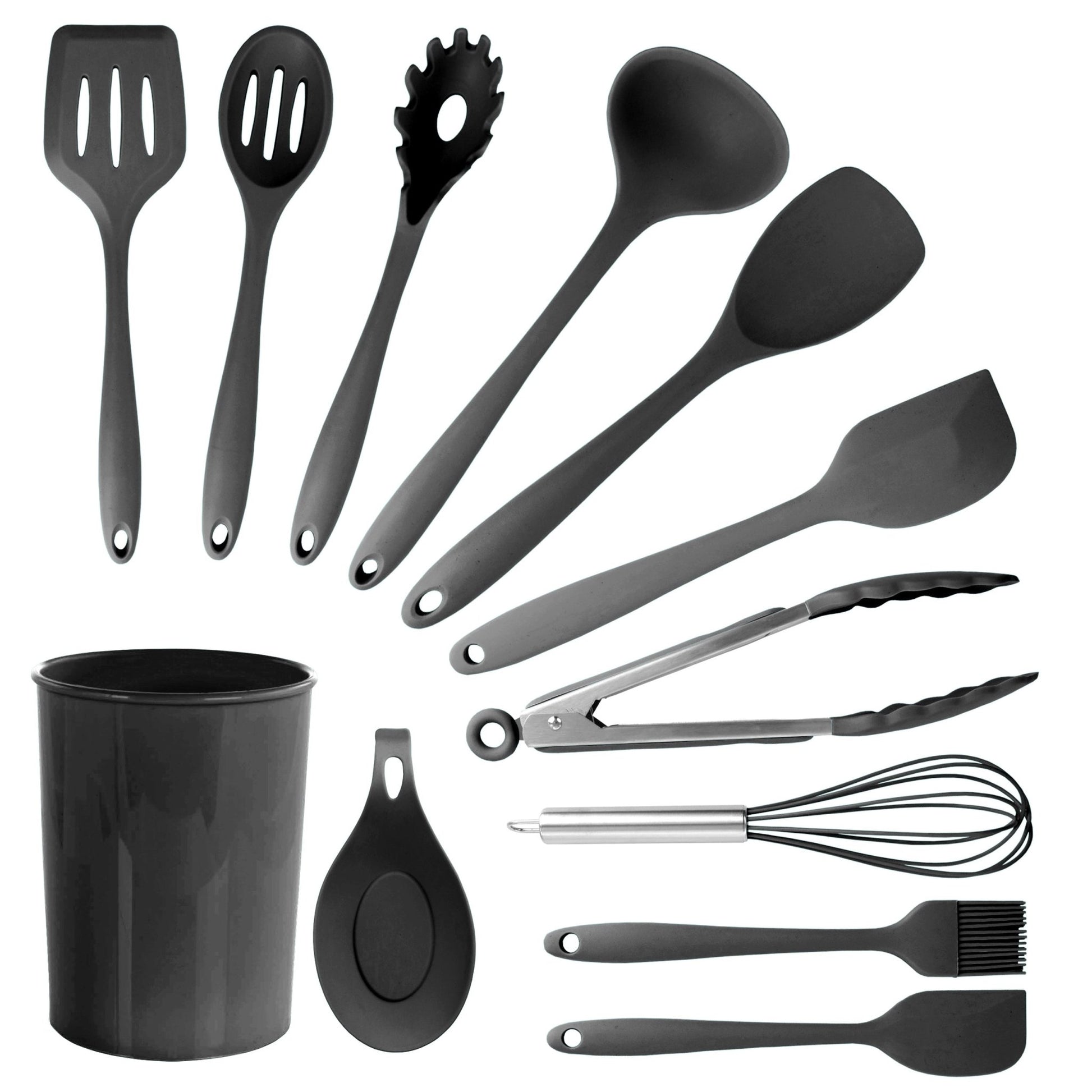 MegaChef Black Silicone Cooking Utensils, Set of 12 - Galactic capuchin