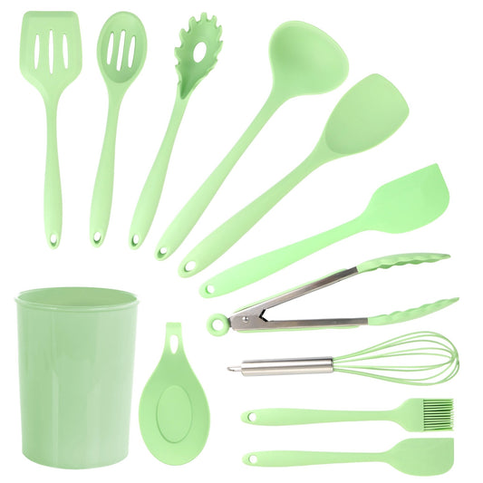 MegaChef Mint Green Silicone Cooking Utensils, Set of 12 - Galactic capuchin