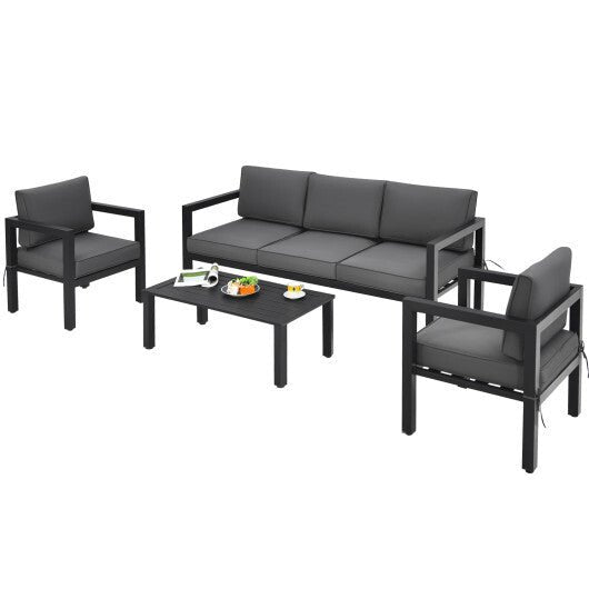 4 Pieces Outdoor Furniture Set for Backyard and Poolside - Gray - Galactic capuchin