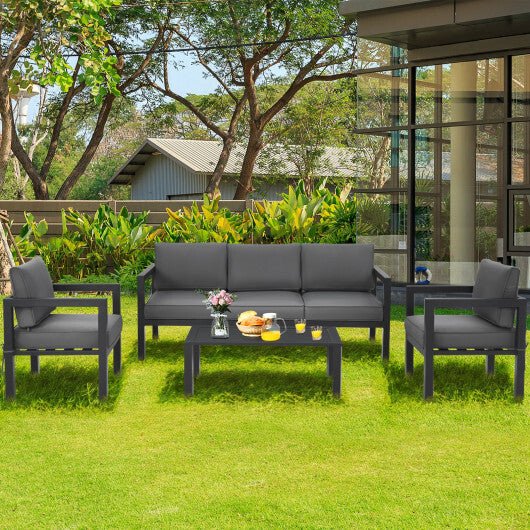 4 Pieces Outdoor Furniture Set for Backyard and Poolside - Gray - Galactic capuchin