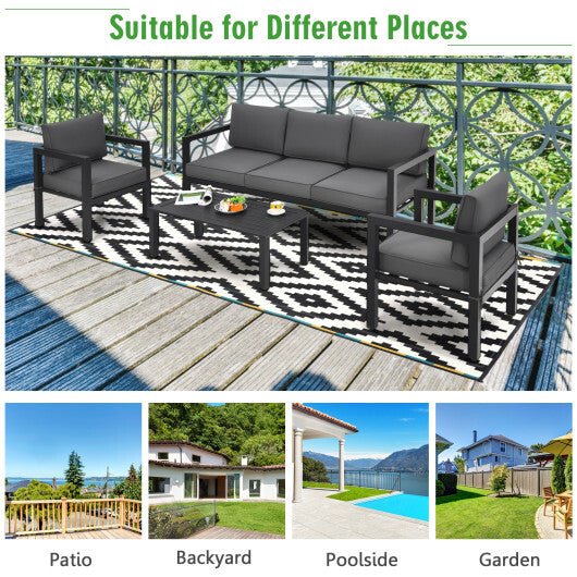4 Pieces Outdoor Furniture Set for Backyard and Poolside - Gray - Galactic capuchin