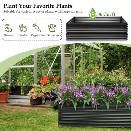71 Inch Galvanized Metal Raised Garden Bed for Garden Backyard - Dark Gray - Galactic capuchin