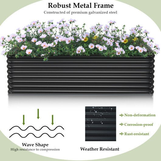 71 Inch Galvanized Metal Raised Garden Bed for Garden Backyard - Dark Gray - Galactic capuchin