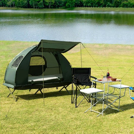 5 - in - 1 2 - Person Foldable Outdoor Camping Tent Cot with Air Mattress and Sleeping Bag - Galactic capuchin