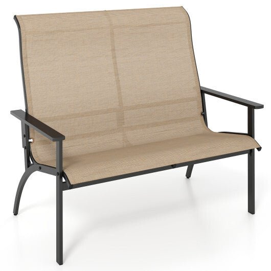 2 - Person Patio Garden Bench with High Back and Armrests - Coffee - Galactic capuchin