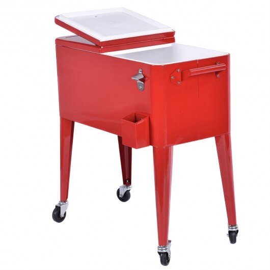 Red Portable Outdoor Patio Cooler Cart - Galactic capuchin