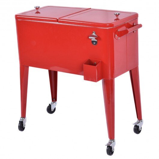 Red Portable Outdoor Patio Cooler Cart - Galactic capuchin