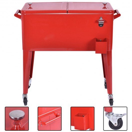 Red Portable Outdoor Patio Cooler Cart - Galactic capuchin
