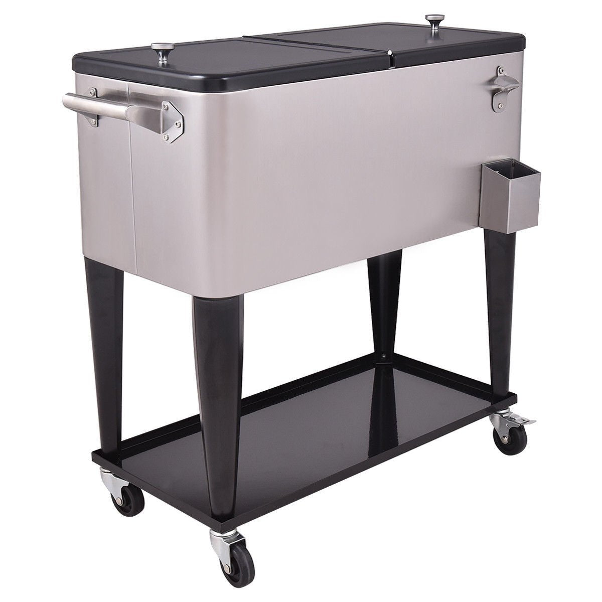 80 Quart Patio Rolling Stainless Steel Ice Beverage Cooler - Color: Gray - Galactic capuchin