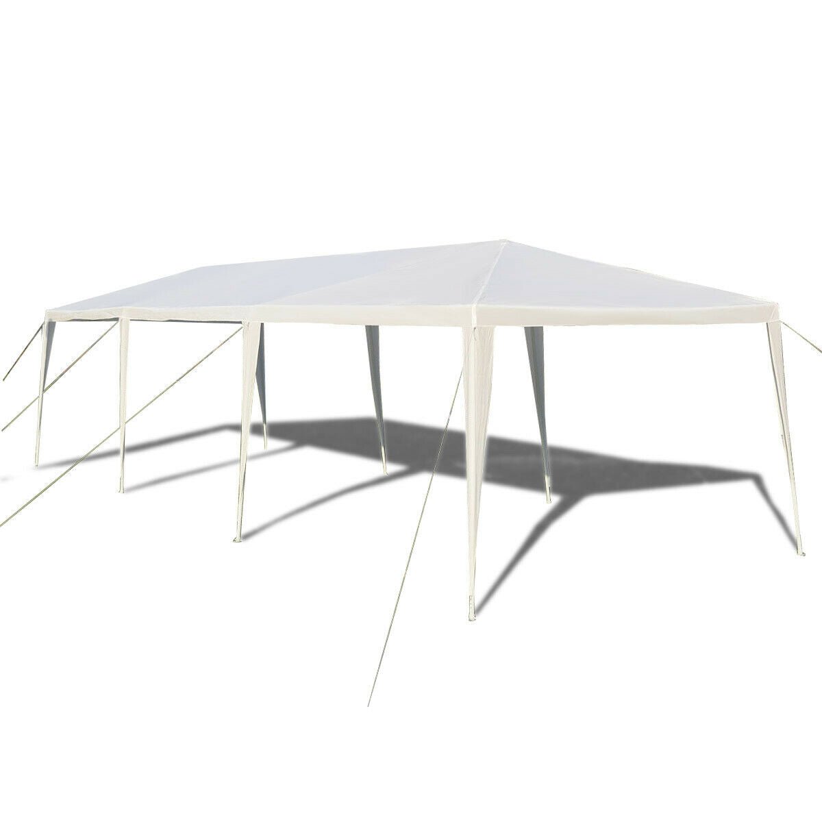 10 x 30 Feet Gazebo Canopy Tent with Connection Stakes and Wind Ropes - Color: White - Galactic capuchin