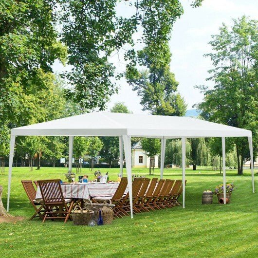 10 x 30 Feet Gazebo Canopy Tent with Connection Stakes and Wind Ropes - Color: White - Galactic capuchin