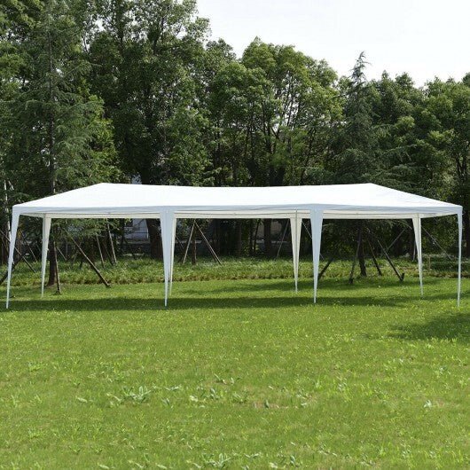 10 x 30 Feet Gazebo Canopy Tent with Connection Stakes and Wind Ropes - Color: White - Galactic capuchin