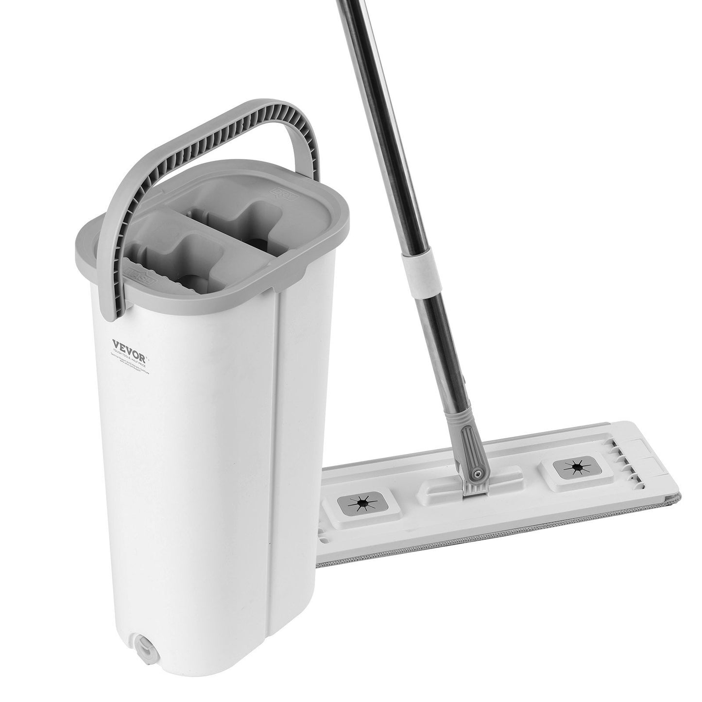 Mop and Bucket with Wringer Set, Wet & Dry Use, Flat Mop and Bucket System with 3 Washable Microfiber Pads, Flat Mop with Stainless Steel Handle, Mop Bucket Set for Hardwood Tile Vinyl - Galactic capuchin