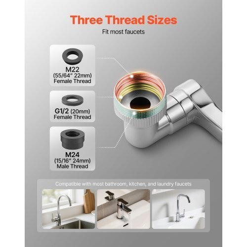 1080? Swivel Faucet Extender, 2 Sprayer Modes Sink Water Faucet Aerator Extension, Kitchen Bathroom Rotatable Spray Attachment with Brass Robotic Arm, Rotating Splash Filter Wash Hand/Hair/Face - Galactic capuchin