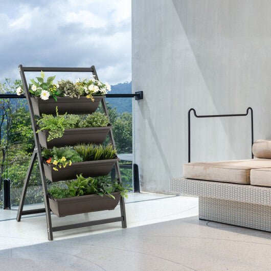Costway 4 - Tier Vertical Raised Garden Bed with 4 Containers and Drainage Holes - S - Galactic capuchin