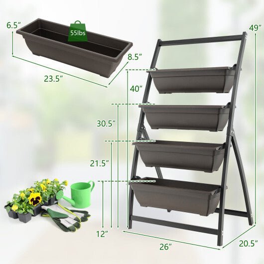 Costway 4 - Tier Vertical Raised Garden Bed with 4 Containers and Drainage Holes - S - Galactic capuchin