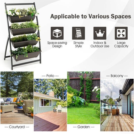 Costway 4 - Tier Vertical Raised Garden Bed with 4 Containers and Drainage Holes - S - Galactic capuchin