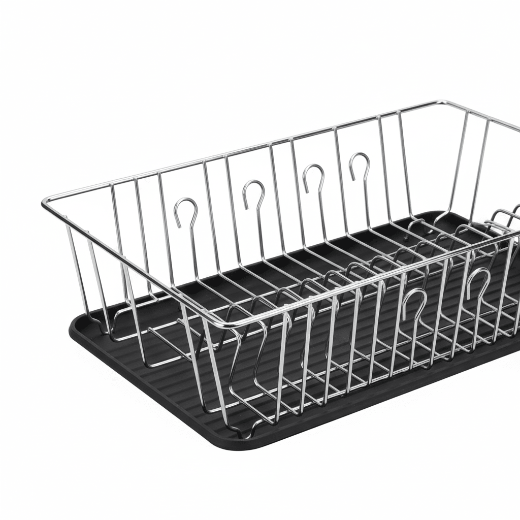 Better Chef 16 Inch Chrome Dish Rack with Black Draining Tray - Galactic capuchin